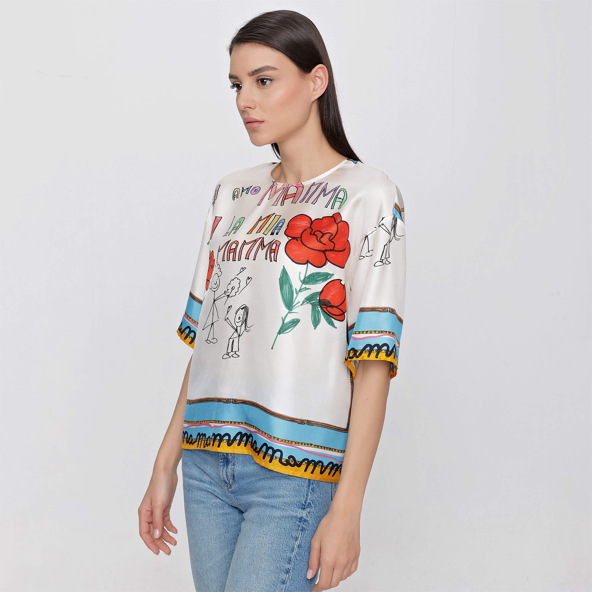 Dolce&Gabbana - White Silk Printed Blouse